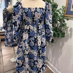 NWT J.crew blue linen blend dress LP